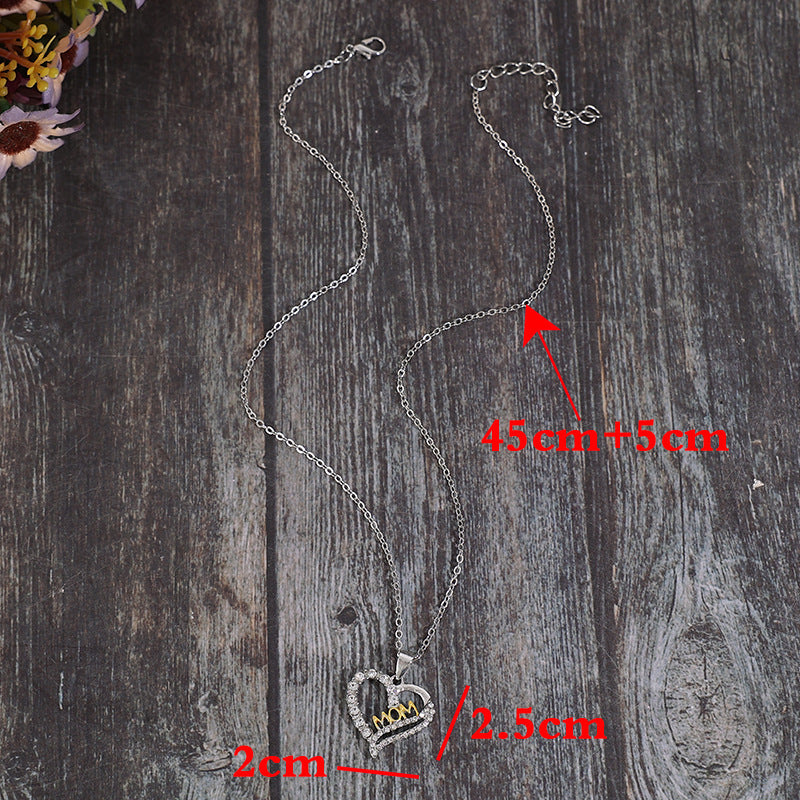 Wholesale Mother's Day Heart Shape MOM Alloy Necklace ACC-NE-SaiPu003