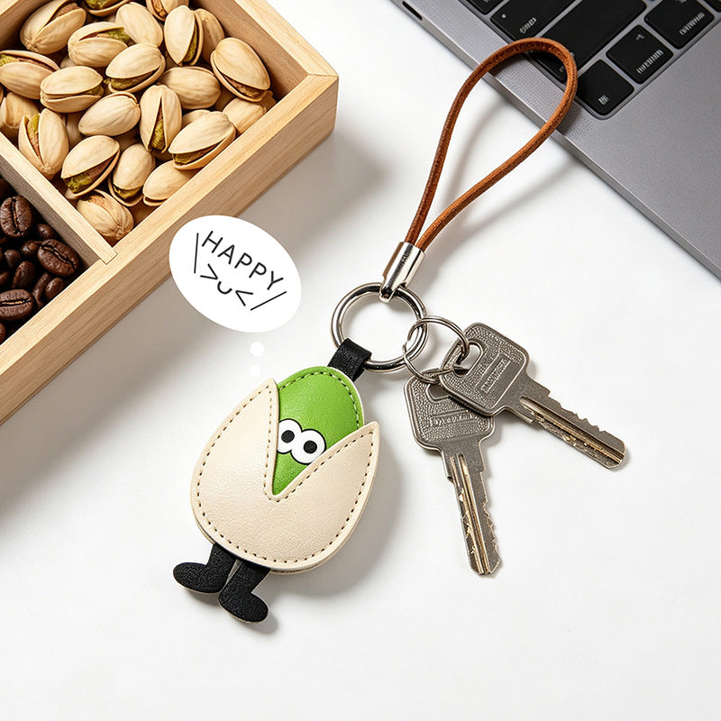 Wholesale Fashion Leather Pistachio Cartoon Funny Keychain Car Key Accessory Bag Decoration Gift
