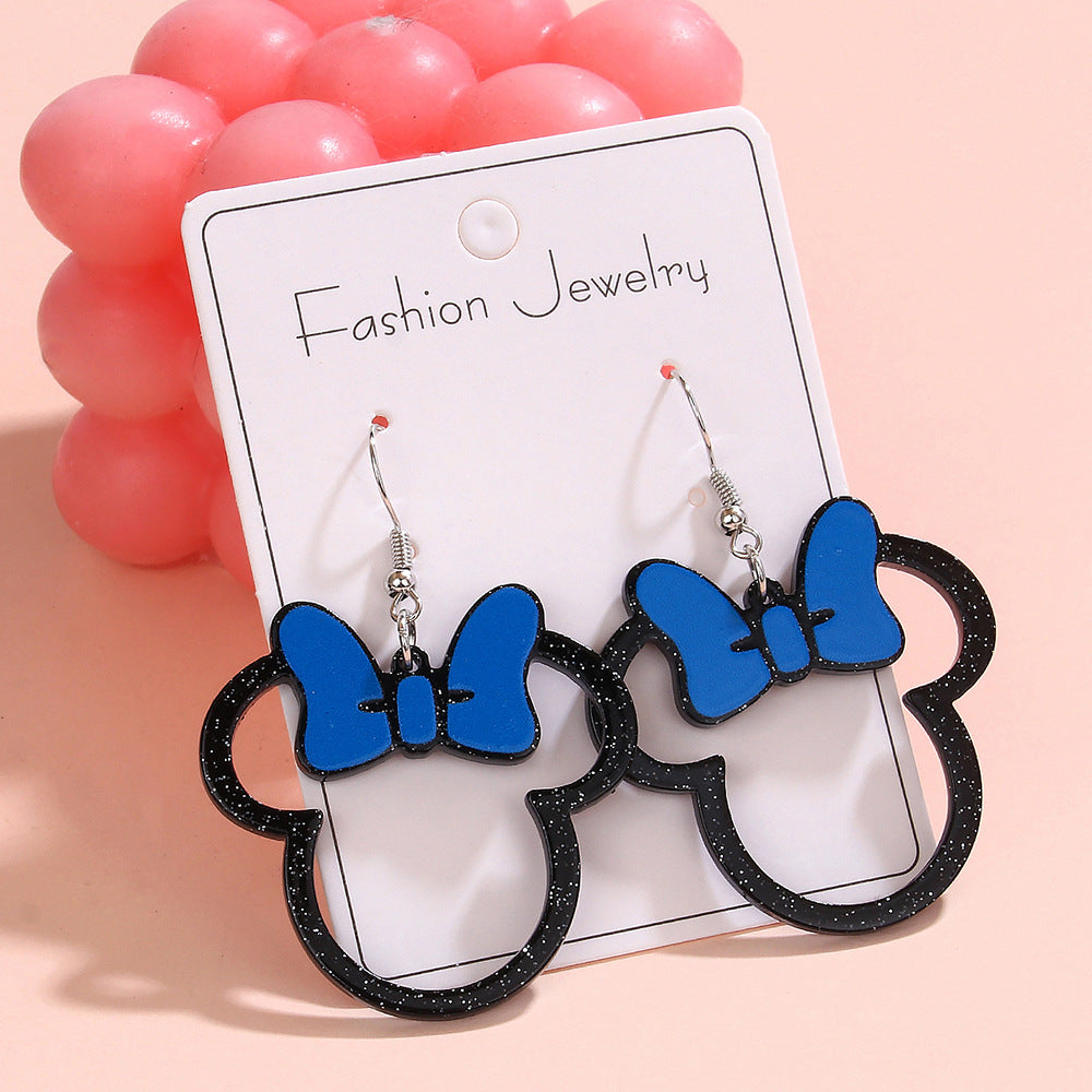 Wholesale Multicolor Bow Hollow Acrylic Earrings