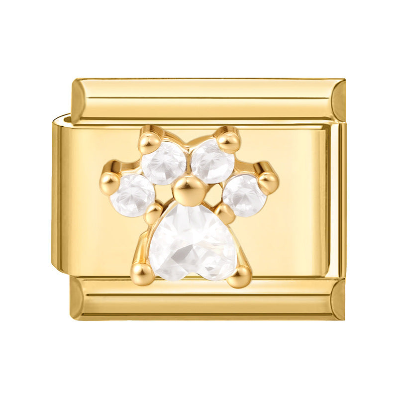 Wholesale Italian Charm Bracelet 9mm DIY Splicing Gold Micro-Inlaid Cubic Zirconia Stainless Steel Composable Bracelet