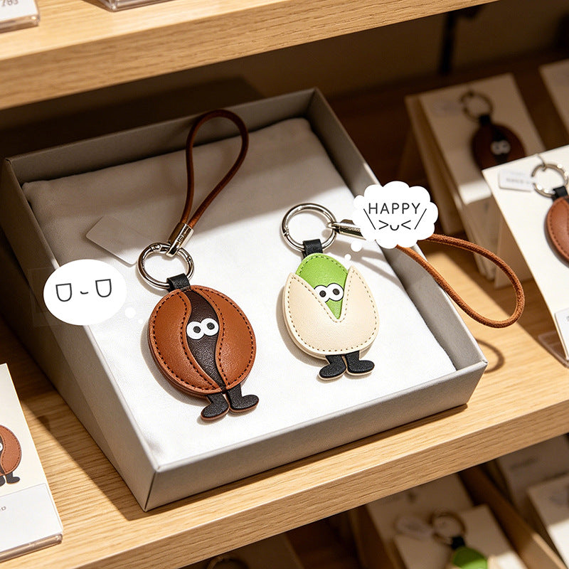 Wholesale Fashion Leather Pistachio Cartoon Funny Keychain Car Key Accessory Bag Decoration Gift
