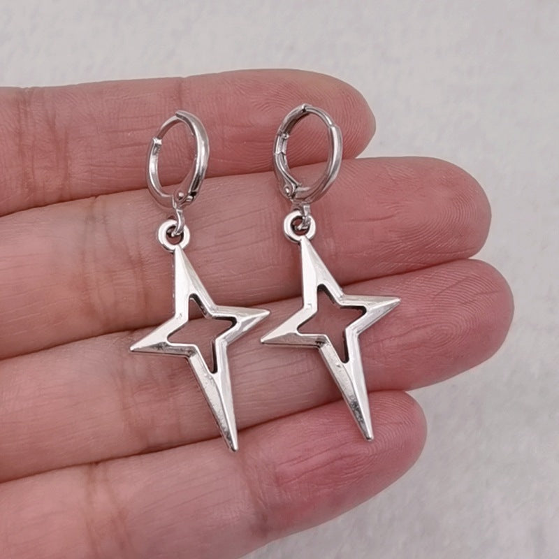 Wholesale Gothic Punk Star Cross Pendant Dangle Earrings Fashion Jewelry Accessory