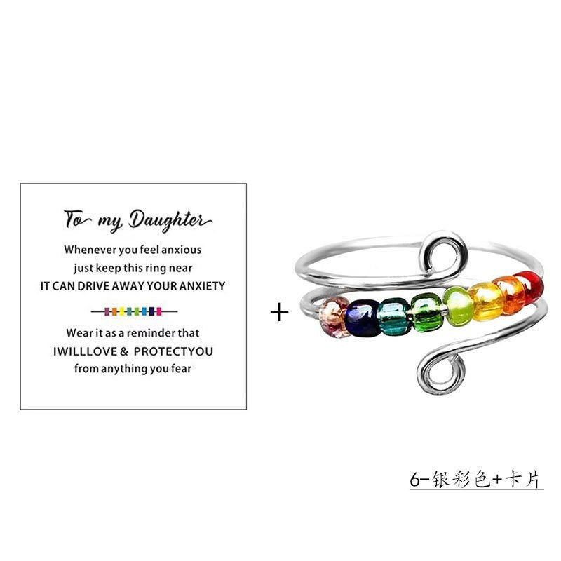 Wholesale  Rotating Color Opening Rotating Rainbow Beads  Ring