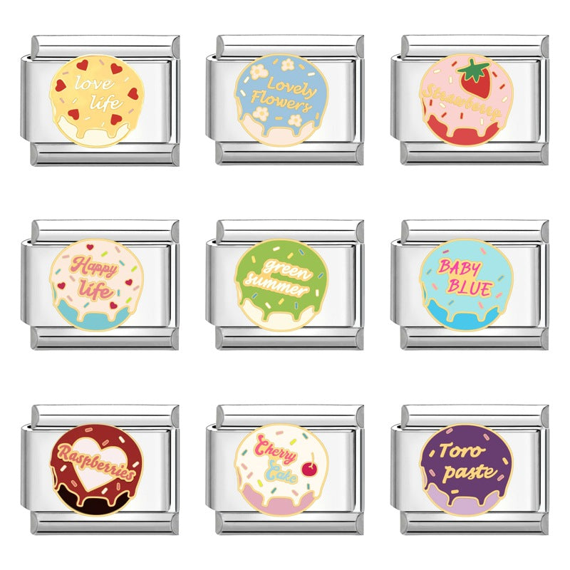 Wholesale 9mm Italian Charm Starter Bracelets DIY Cartoon Cake Stainless Steel Composable Bracelet