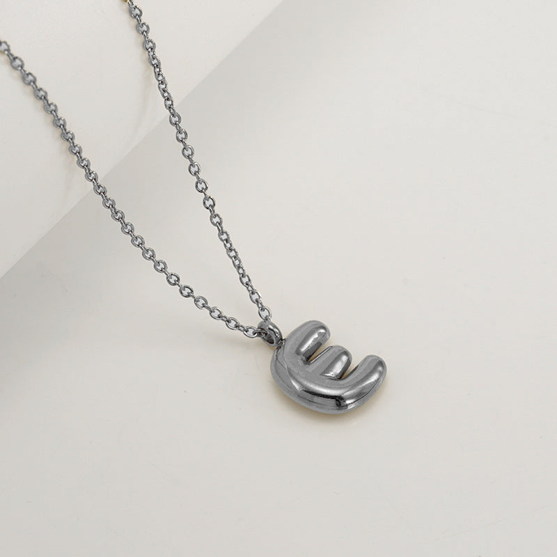 Wholesale  26 English letter necklace  titanium steel bubble smooth letter pendant clavicle chain