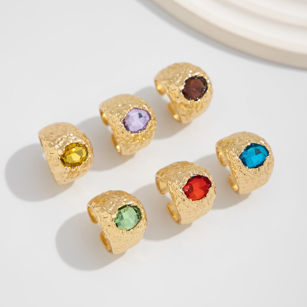 Wholesale Liquid alloy glossy geometric ring set