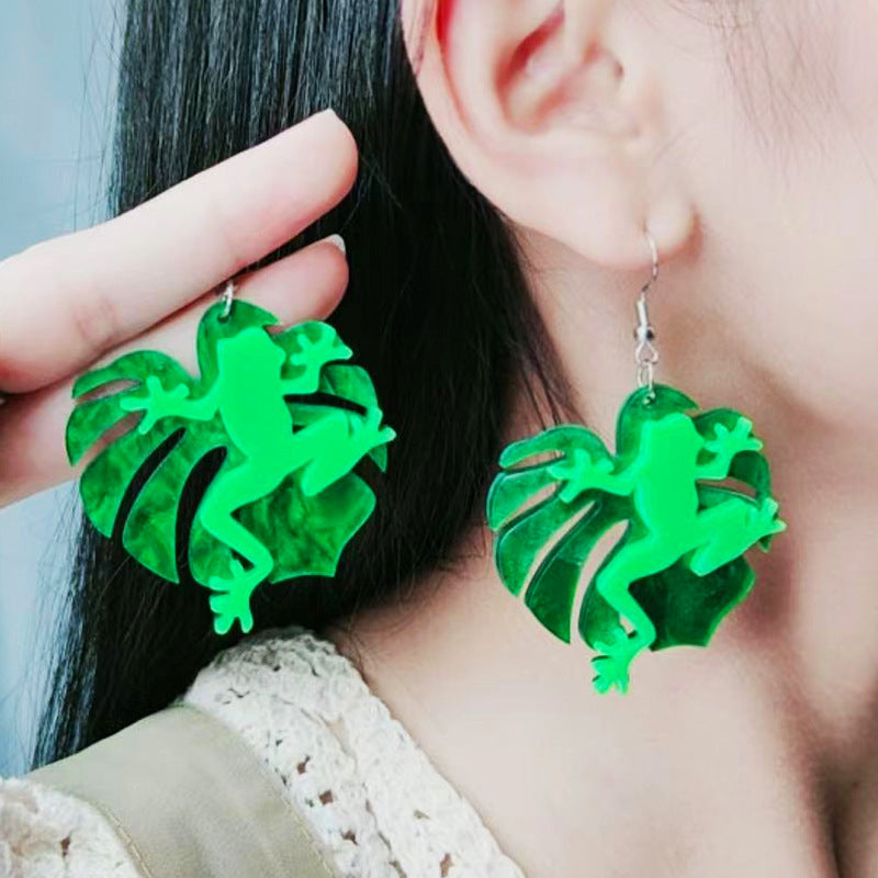 Wholesale  Skull Snake Frog Spliced Acrylic Earrings - Trendy Jewelry Accessory for Gift or Resale