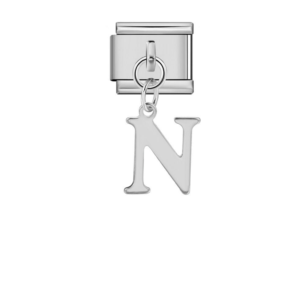 Wholesale Italian Charm Bracelet 9mm DIY Silver Simple Letter  Creative Stainless Steel Composable Bracelet