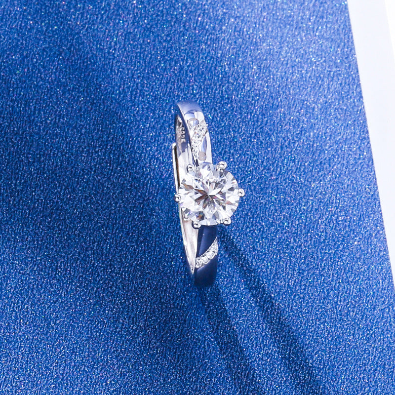 Wholesale  Six-claw Mosane Ring Sterling Silver 1 karat Moissanite Ring