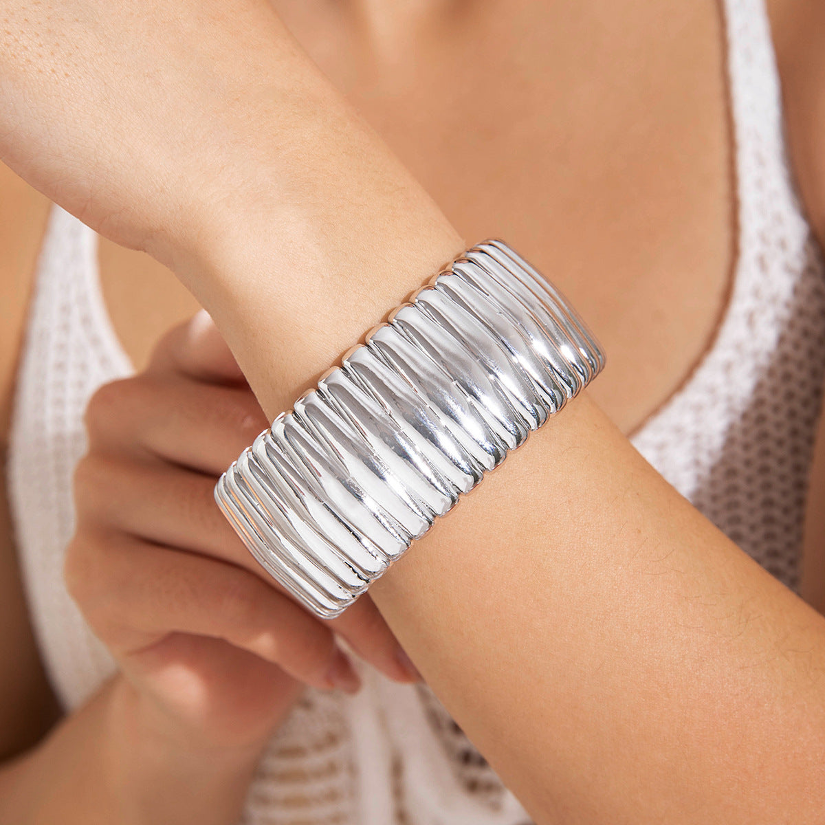 Wholesale  geometric irregular CCB gold and silver bracelet