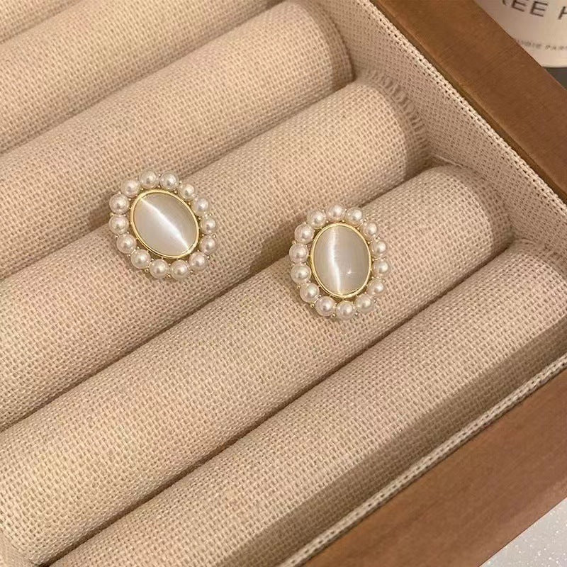 Wholesale S925 Silver Needle Pearl Bun Earrings ACC-ES-Mengf006