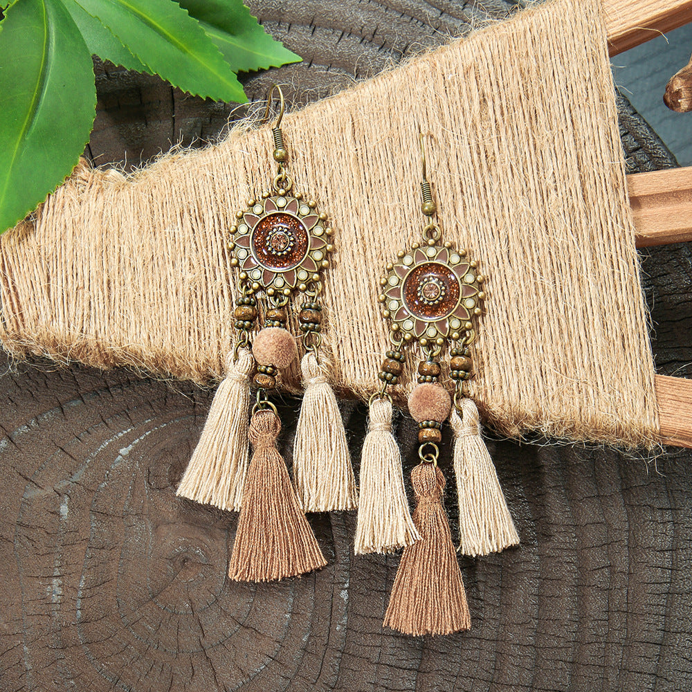 Wholesale Bohemian Hand-Woven Tassel Earrings for Everyday Wear Fashion Accessory