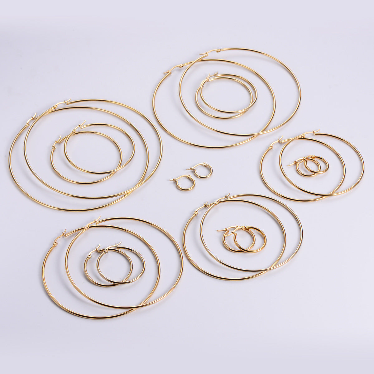 Wholesale  Stainless Steel Round Snap Earrings 18K Golden  Earrings