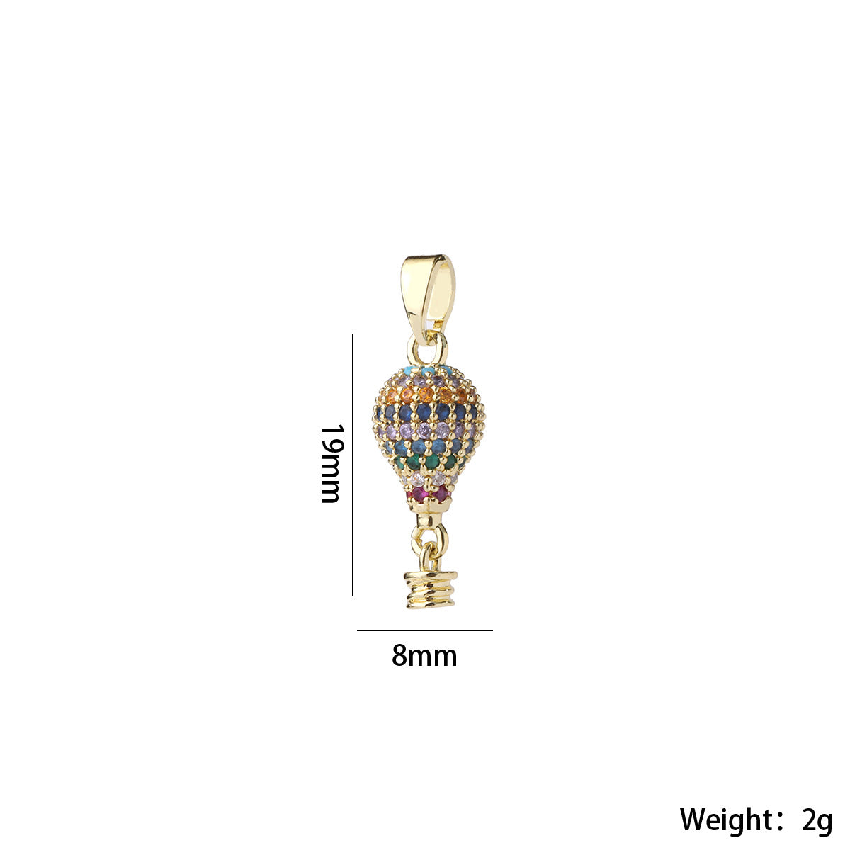 Wholesale Gold Plated Brass Rainbow Hot Air Balloon Pendant With Zircon DIY Necklace Making Jewelry Accessory Trendy Gift For Party