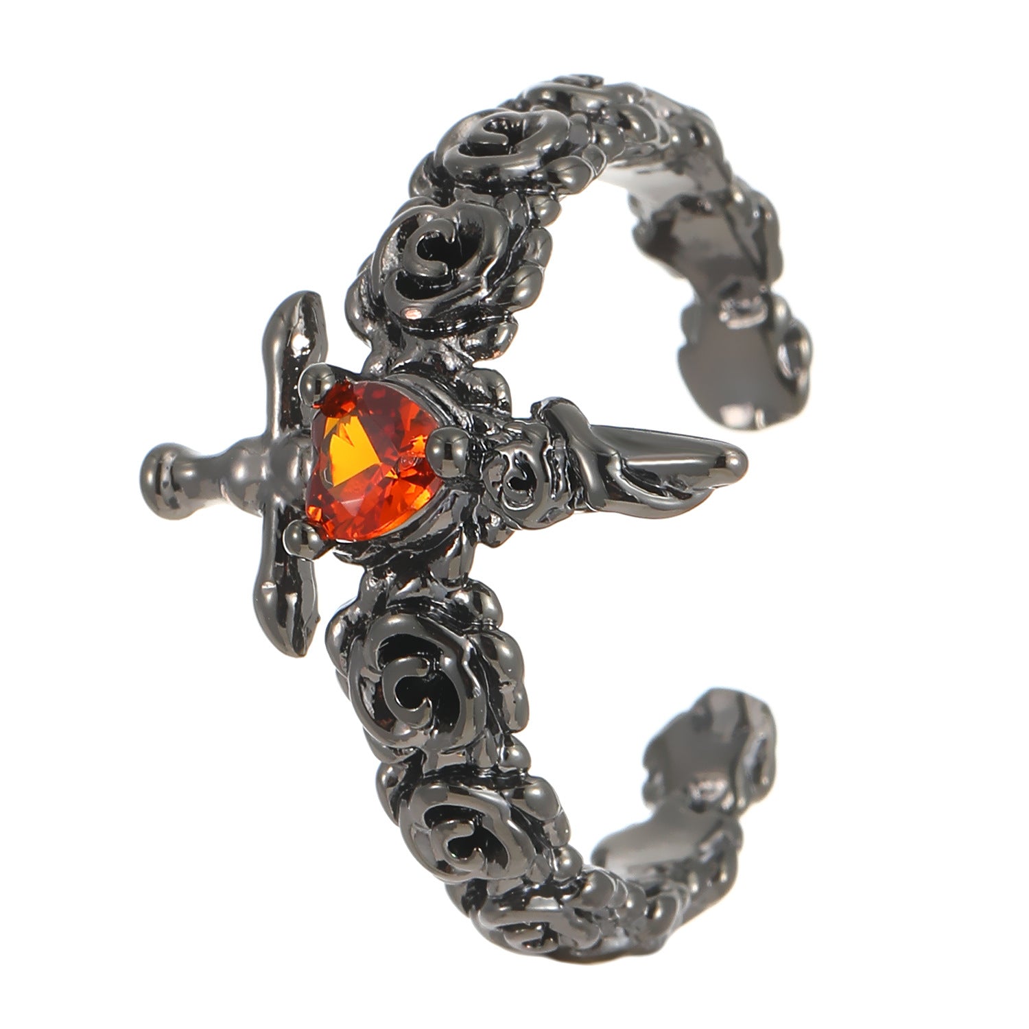 Wholesale Geometric Punk Style Ring with Diamond Pattern - Fashion Accessory for Everyday or Gift