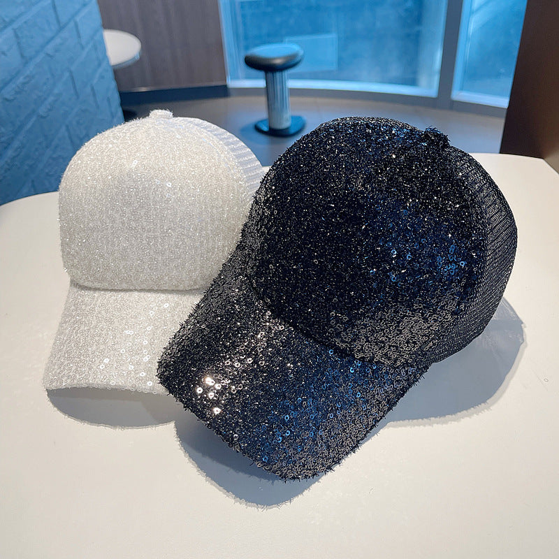 Wholesale sequin baseball cap breathable sun net hat
