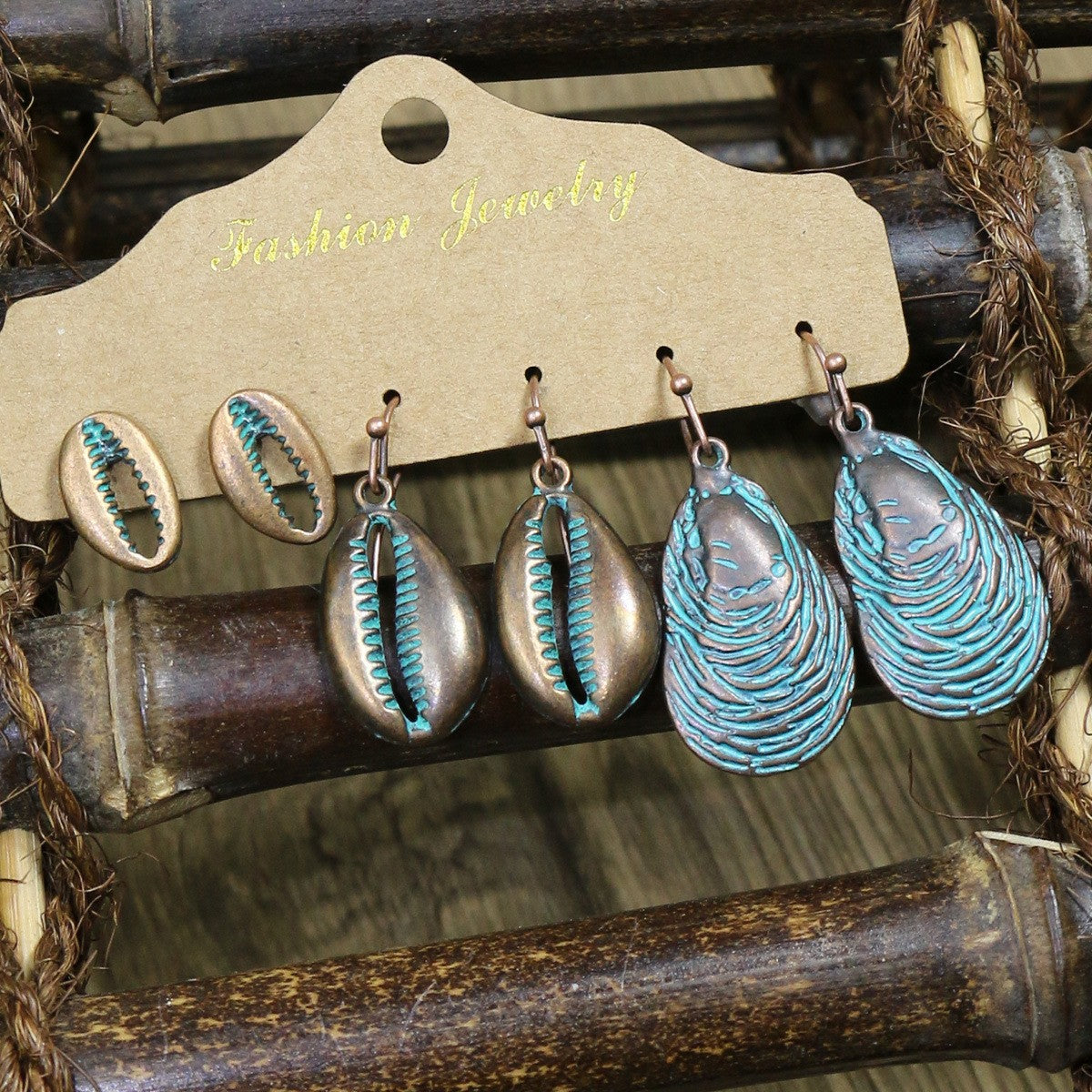 Wholesale Retro Ethnic Style Ocean Style Holiday Starfish Shell Earrings Set Vintage Earrings ACC-ES-HanH018