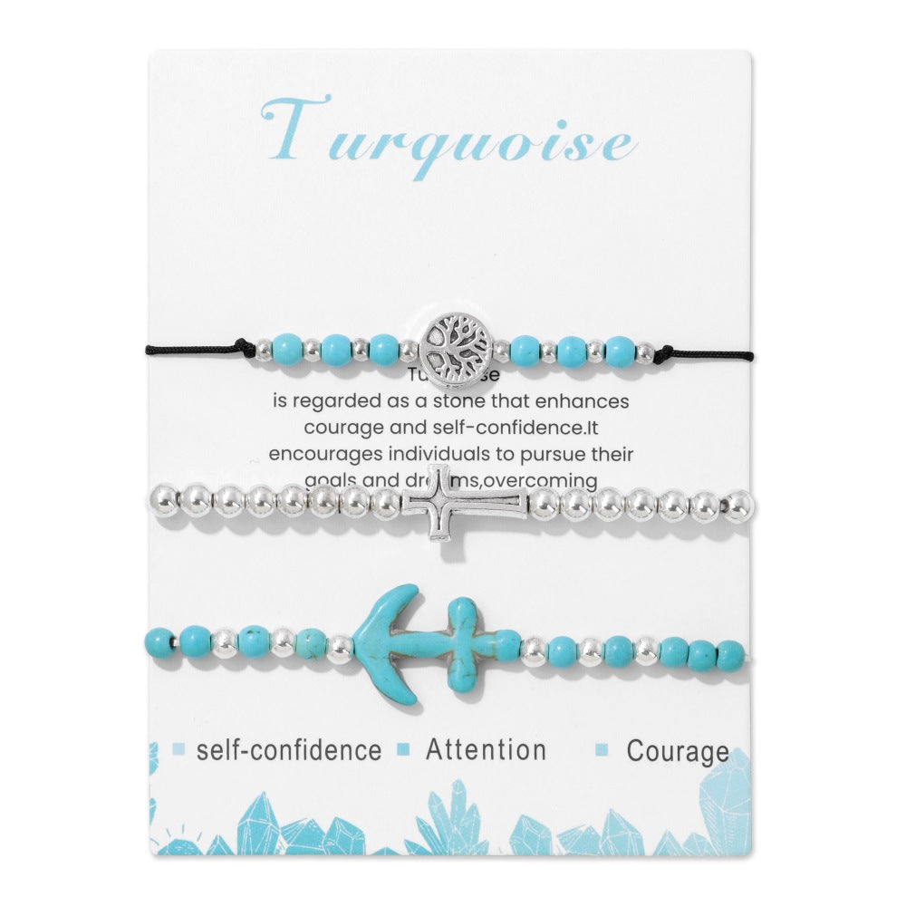 Wholesale Turquoise Men's Turtle Handmade Braided Bracelet Set ACC-BT-YinYi001