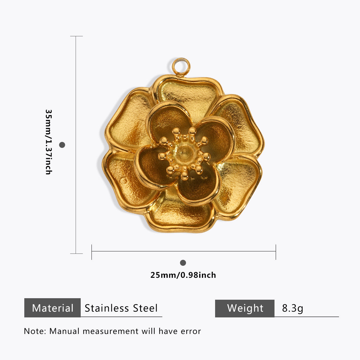 Wholesale 5pcs Stainless steel 18K vacuum plating color  flower pendant