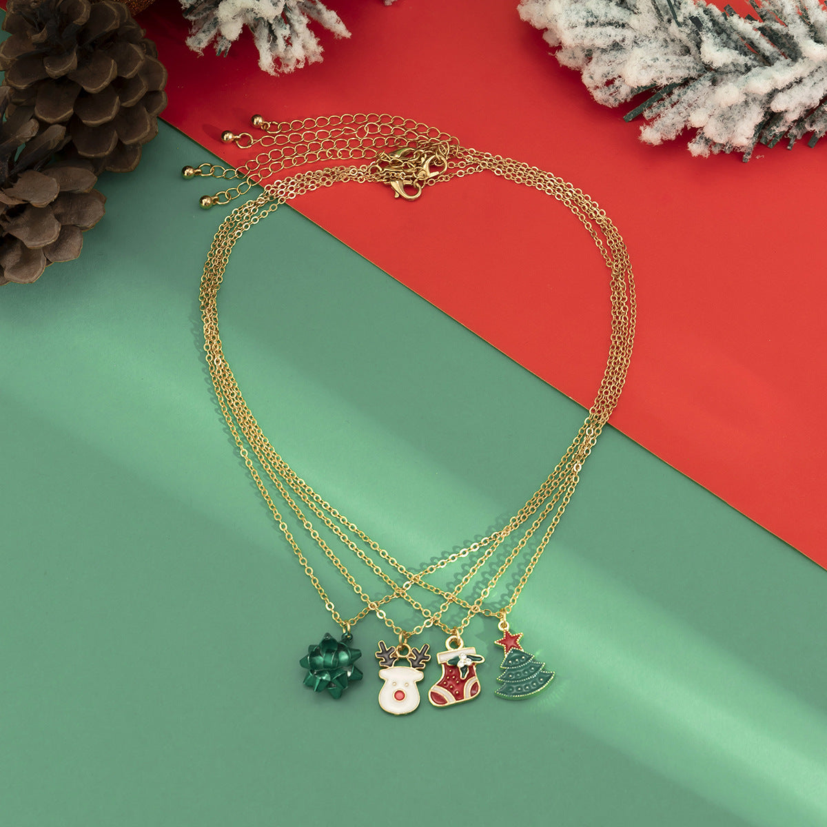 Wholesale Snowman Christmas Tree Pendant Necklace Star Moon Elk Necklaces ACC-NE-XueRou018