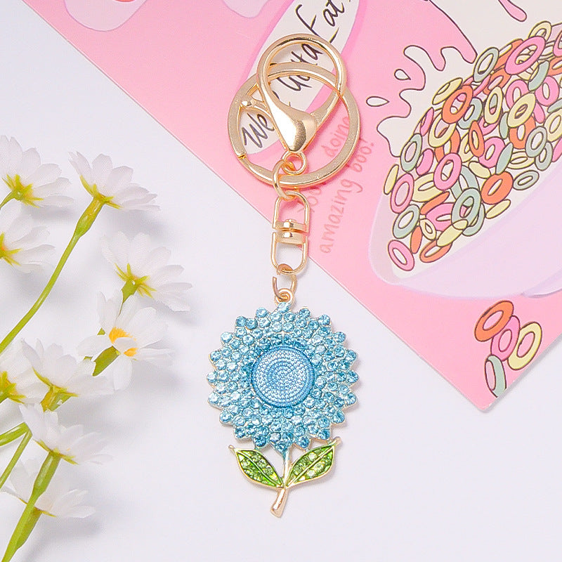 Wholesale  Popular Plant Sunflower Crystal Keychain
