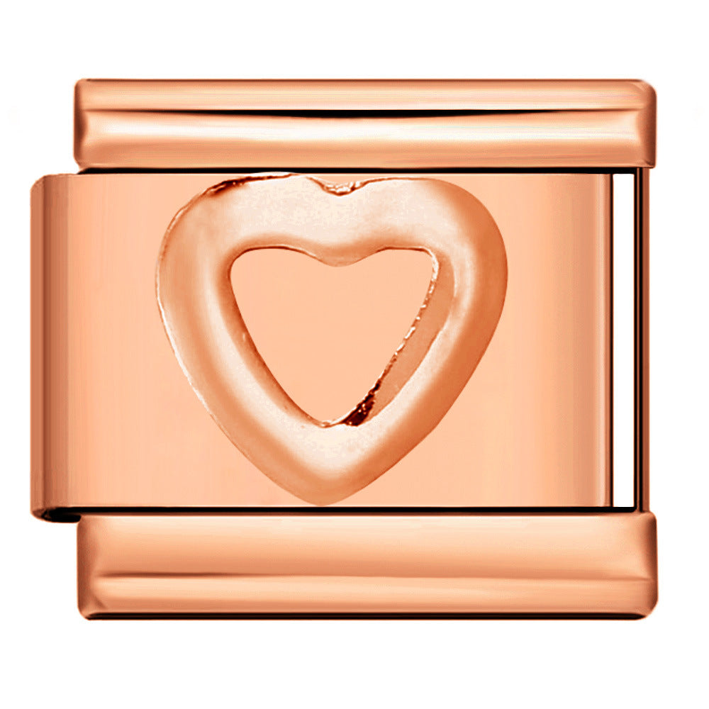 Wholesale Italian Charm Bracelet 9mm DIY Splicing Rose Gold Series Stainless Steel Composable Bracelet