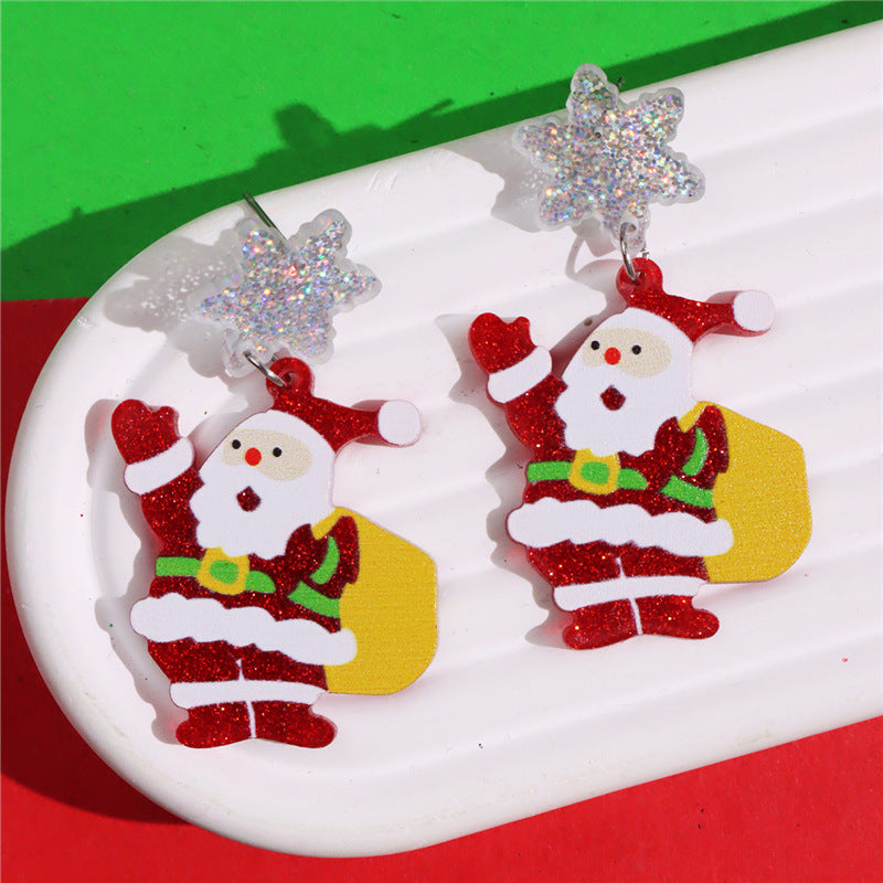 Wholesale Christmas  Color  House Sweater Bell Personalized Acrylic Earrings