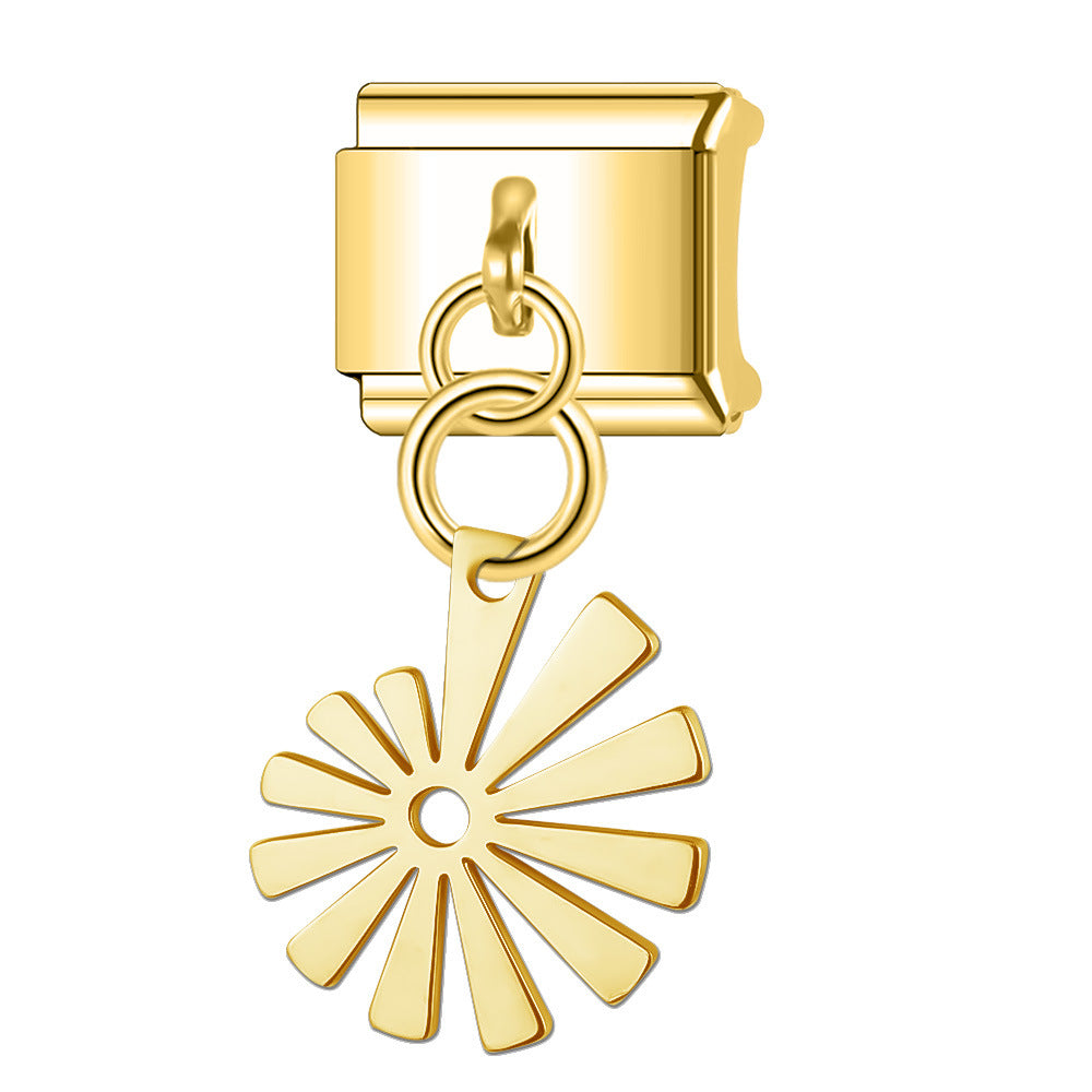 Wholesale Italian Charm Bracelet 9mm DIY Splicing Hollow Gold Pendant Stainless Steel Composable Bracelet