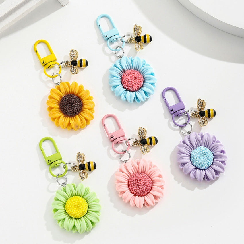Wholesale Stylish Resin Sunflower Keychain,  Cute Phone Accessory for Everyday Use
