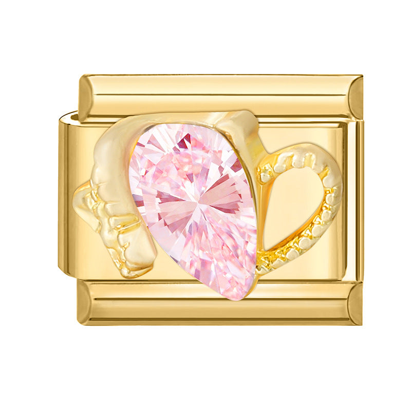 Wholesale Italian Beaded Bracelet 9mm DIY Splicing Removable Gold Bottom Diamond Pendant Series Stainless Steel Combinable Bracelet