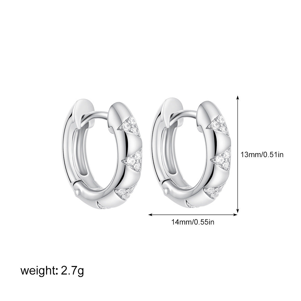 Wholesale 18K Gold and Silver Double Color Electroplated Ear Buckle Micro-inlaid Zircon Elegant Earrings