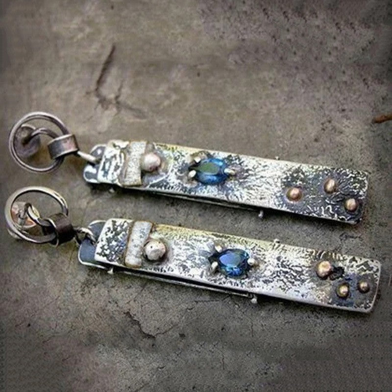 Wholesale Retro Tribal Long Drop Earrings Trendy Party Wear Jewelry Accessory Ancient Silver Alloy Boutique Gift