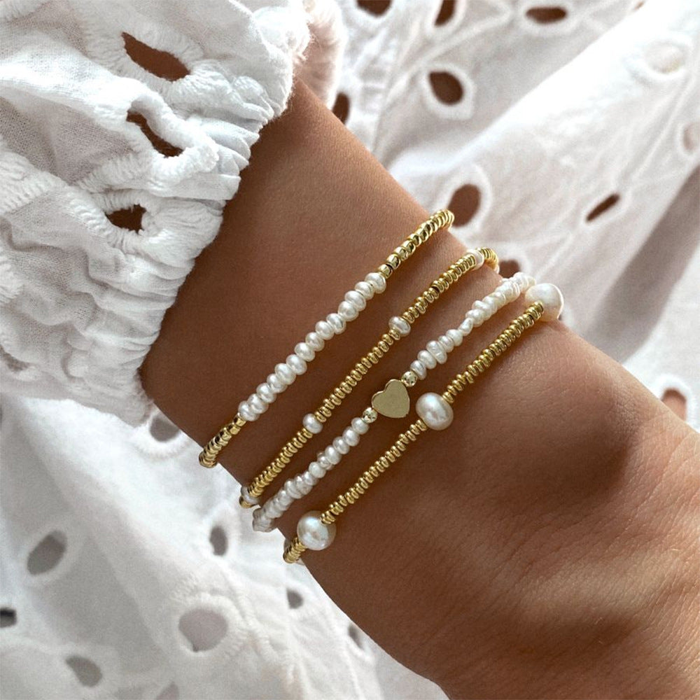 Wholesale Trendy Glass Bead Handmade Stretch Bracelet For Women Everyday Jewelry Accessory Gift
