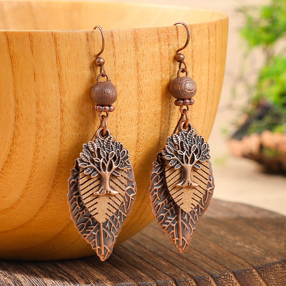 Wholesale Zinc Alloy Bohemian Leaf Earrings,  Trendy Ethnic Style Fashion Accessory for Gift
