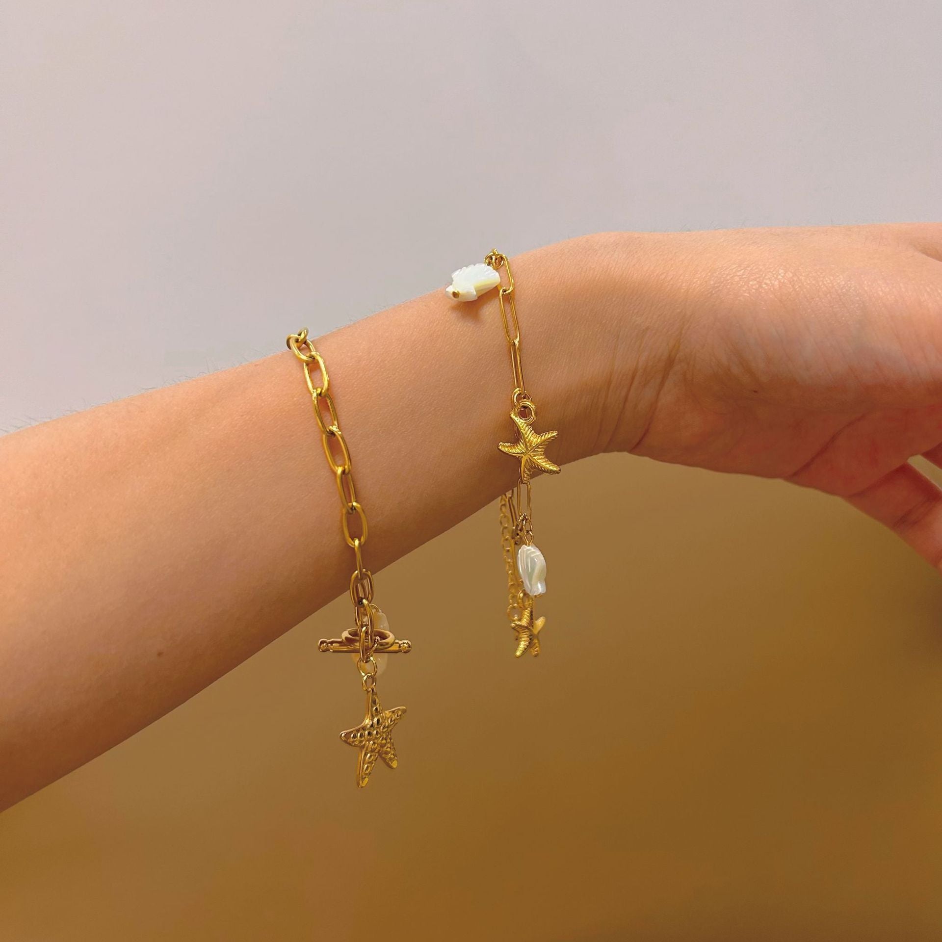 Wholesale marine elements series personality simple starfish turtle color shell pendant stainless steel necklace