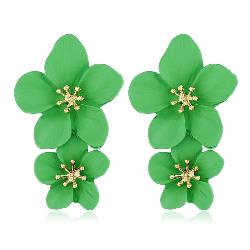 Wholesale  Fresh Flower Earrings Women's Bohemian Double-layer Long earring