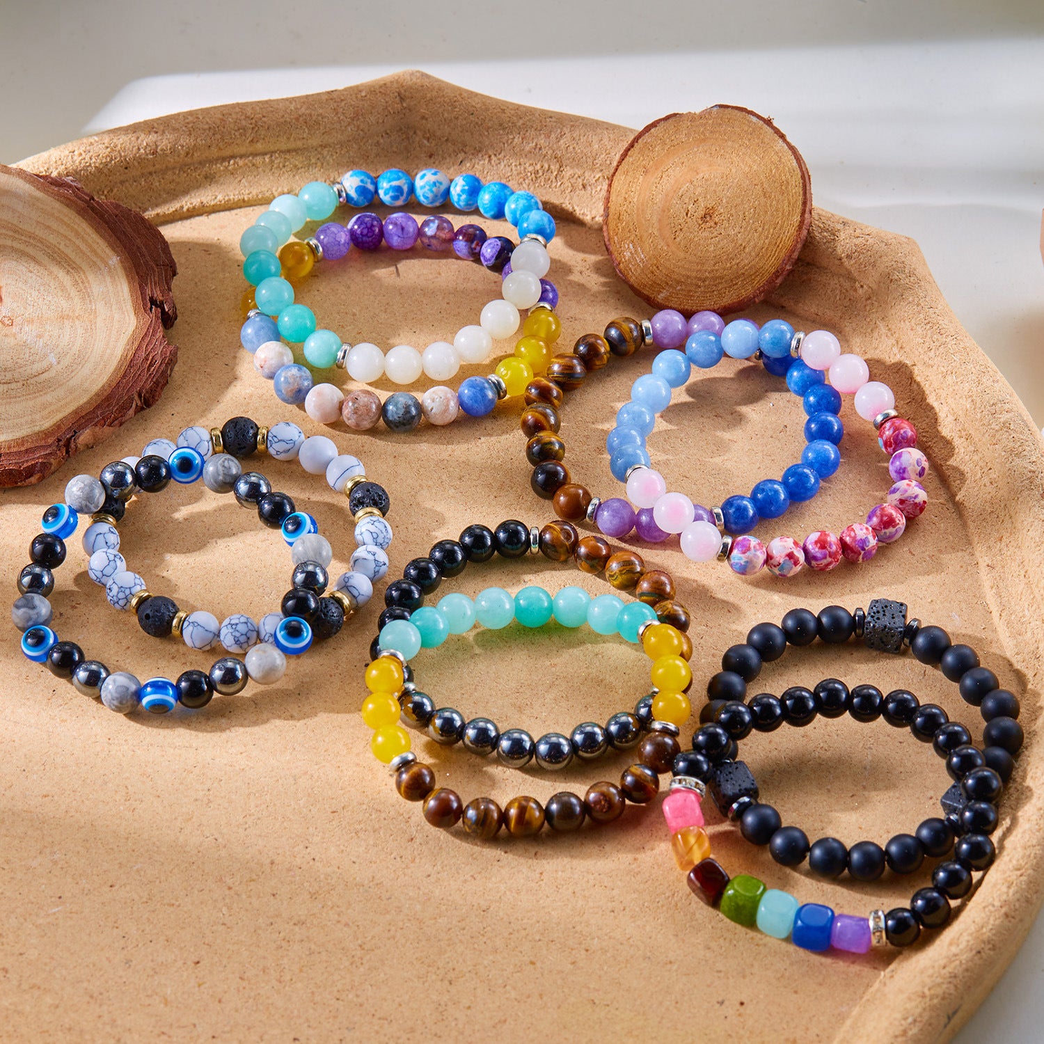 Wholesale Natural Stone Beaded Bracelet  Twelve Constellation  Paper Card Bracelet