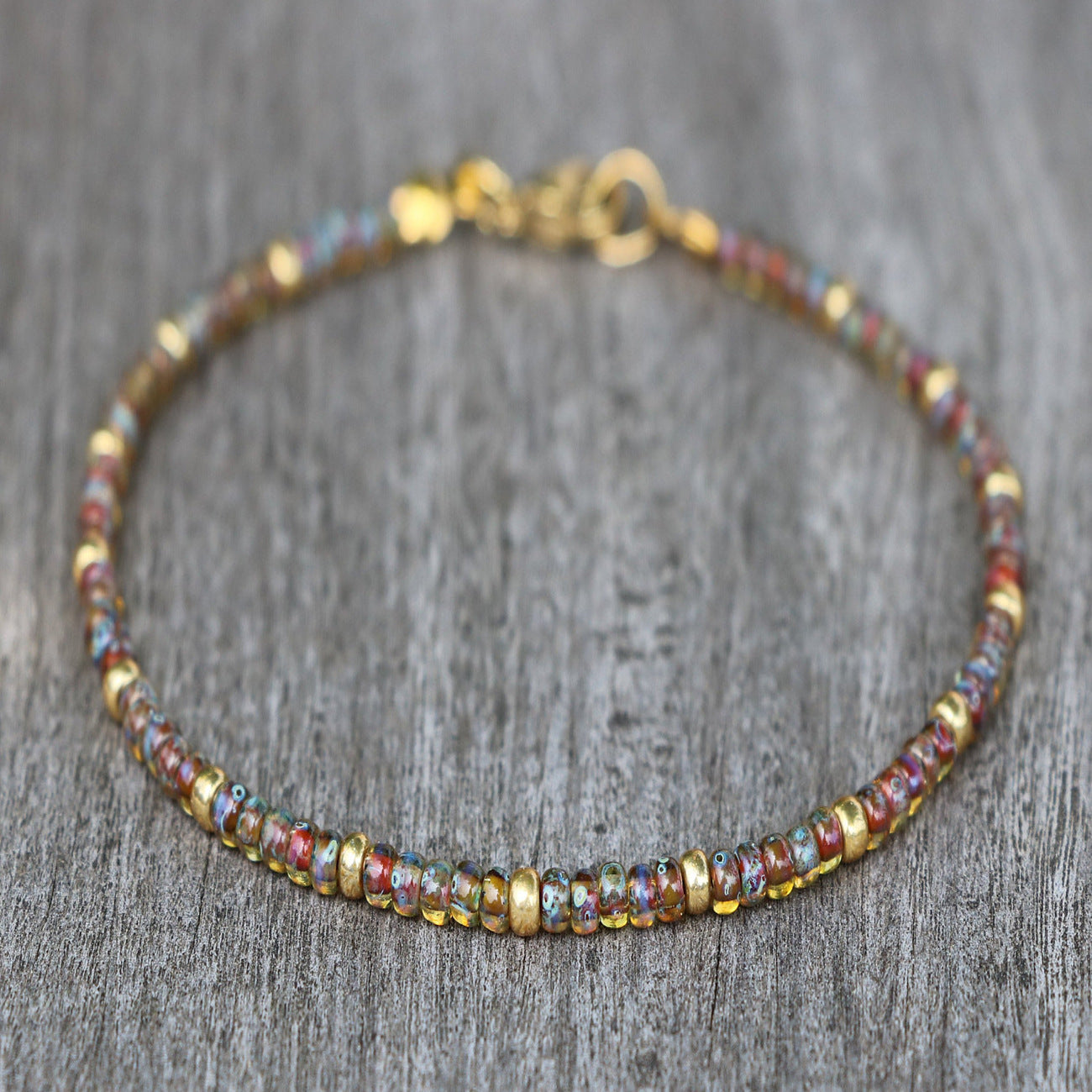 Wholesale  Retro Fresh Anklet Bohemian Vacation Style  Pattern Stone Beaded Anklet