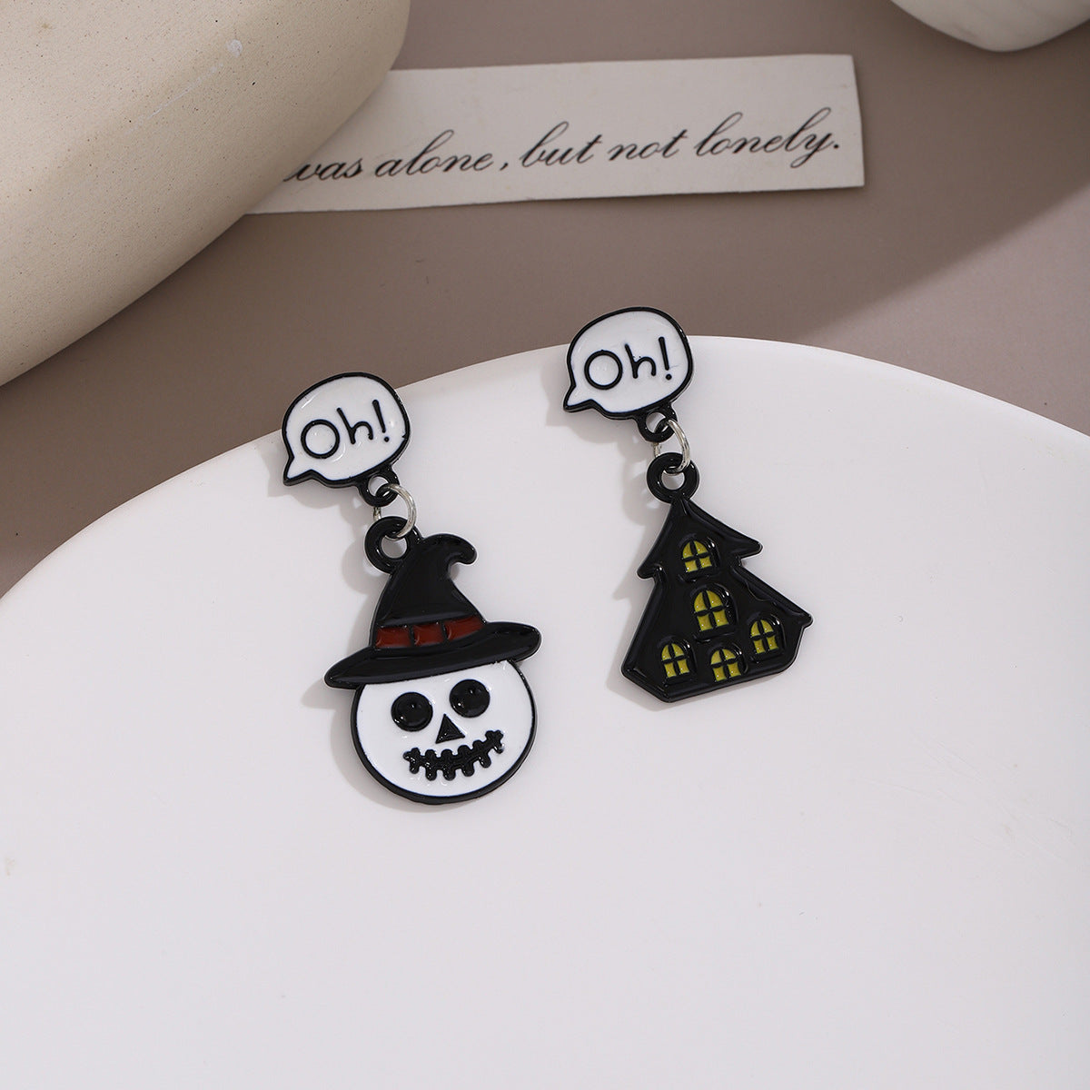 Wholesale Silver Needle  Cartoon Ghost Pumpkin Skull Asymmetric Earrings
