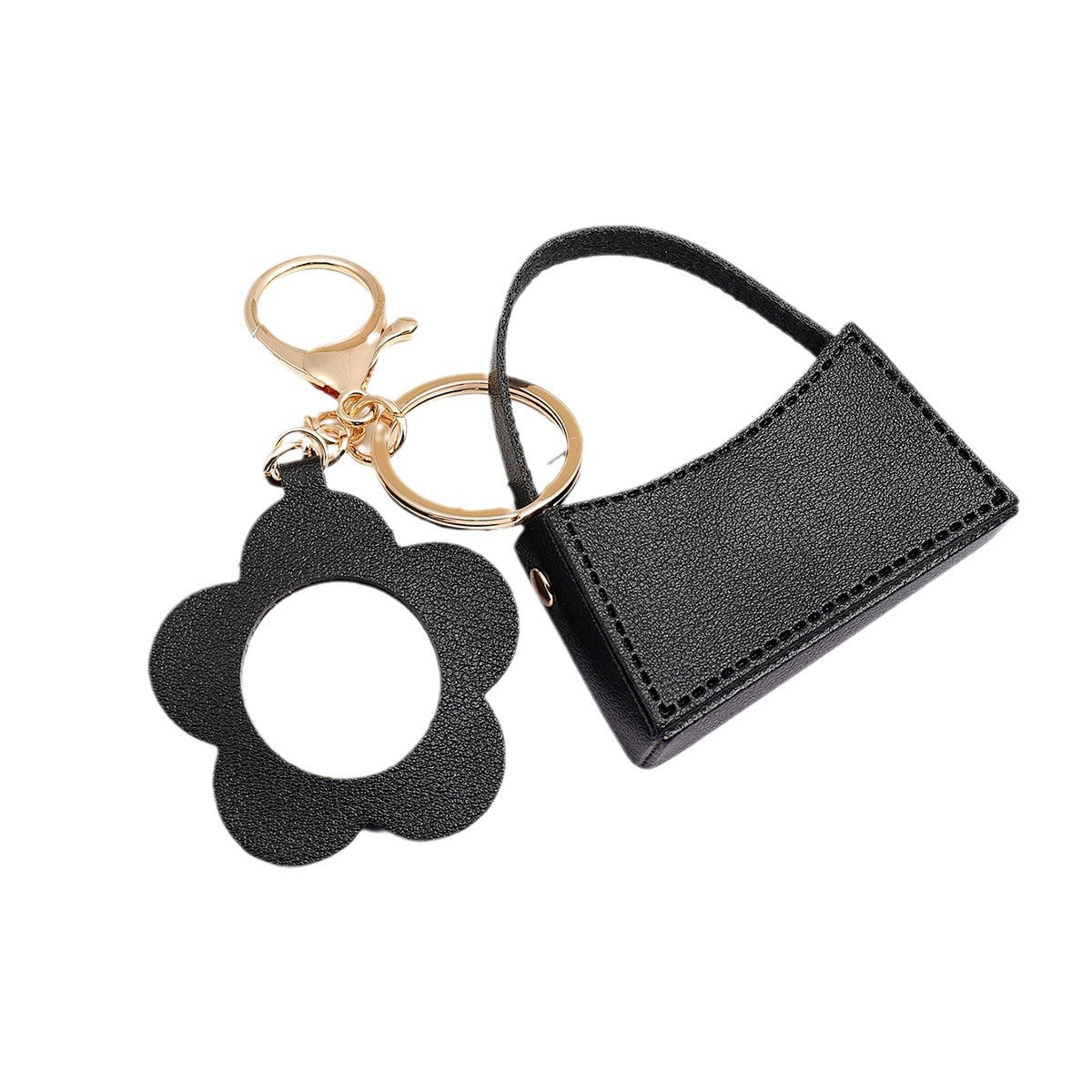 Wholesale Flower Mirror Small Curved Bag PU Leather Keychains ACC-KC-XTZ006