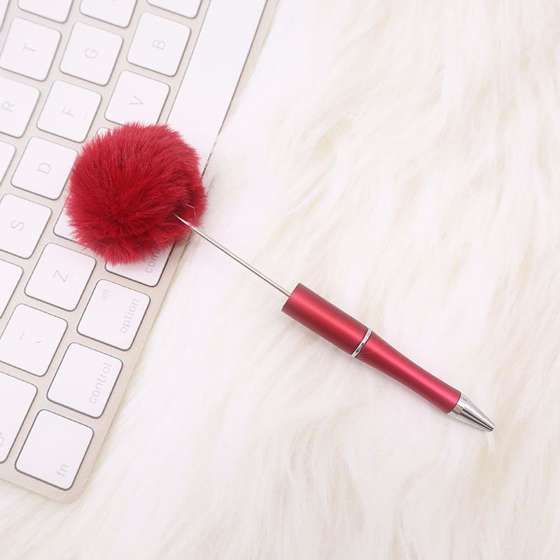 Wholesale Pom Pom Beadable Pen Leopard Print Hair Ball DIY Beaded Ballpoint Pen ACC-PN-CY003