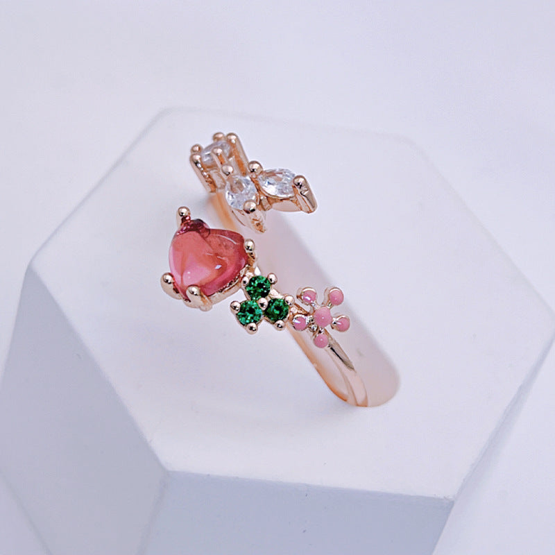 Wholesale Diamond Crystal Zircon Flower Ring Micro-inlaid Love Open Rings ACC-RS-YXY047