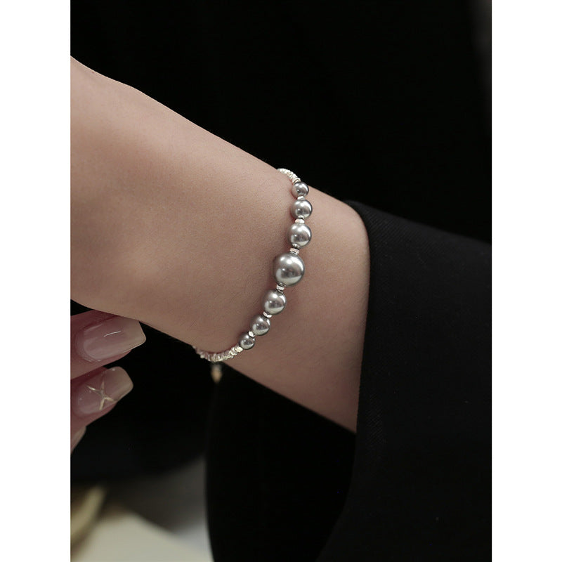 Wholesale silver pearl necklace bracelet female 925 sterling silver light luxury necklaces