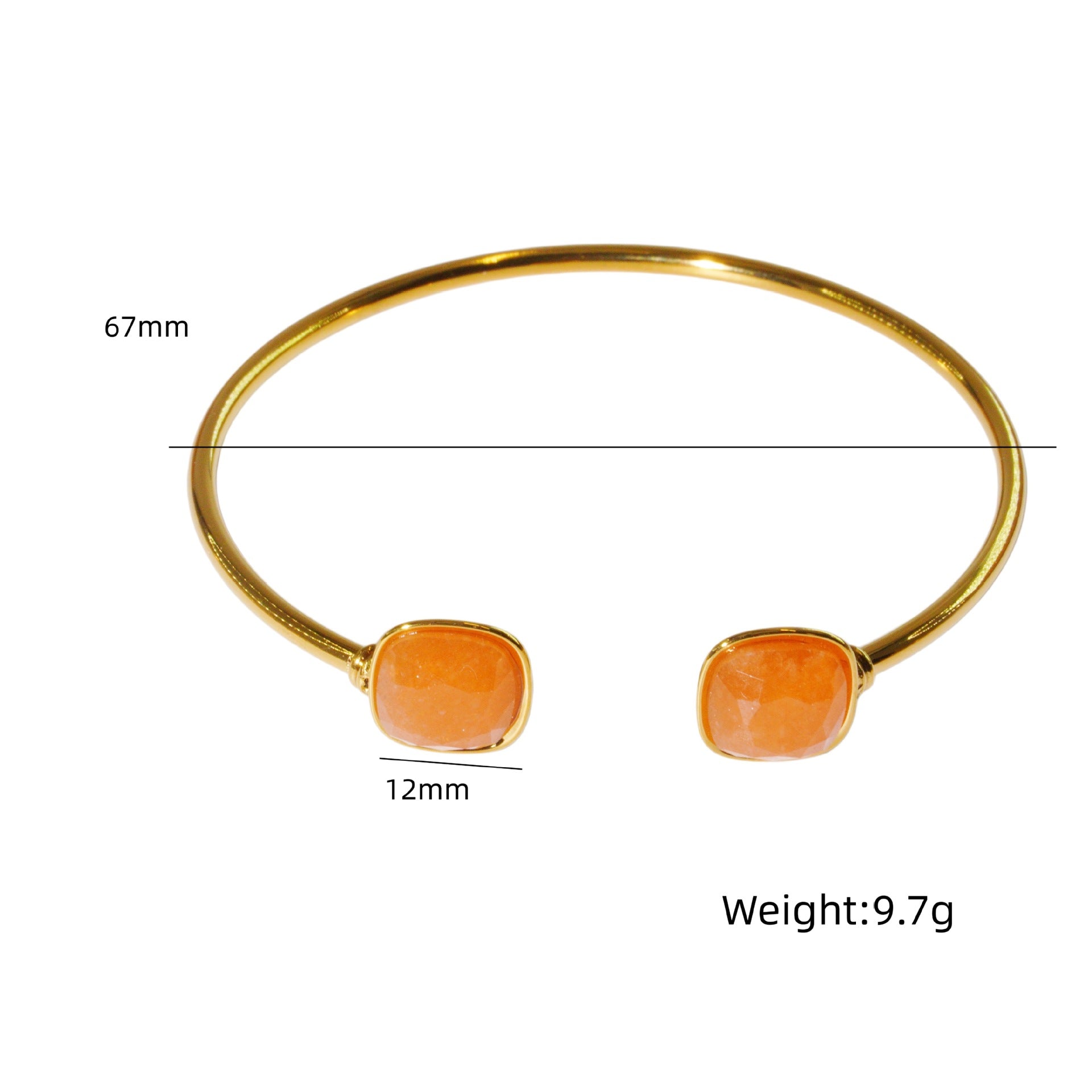 Wholesale Modern Minimalist Double Gemstone Inlaid Stainless Steel Open Bracelet Fashion Accessory Boutique Resale Gift