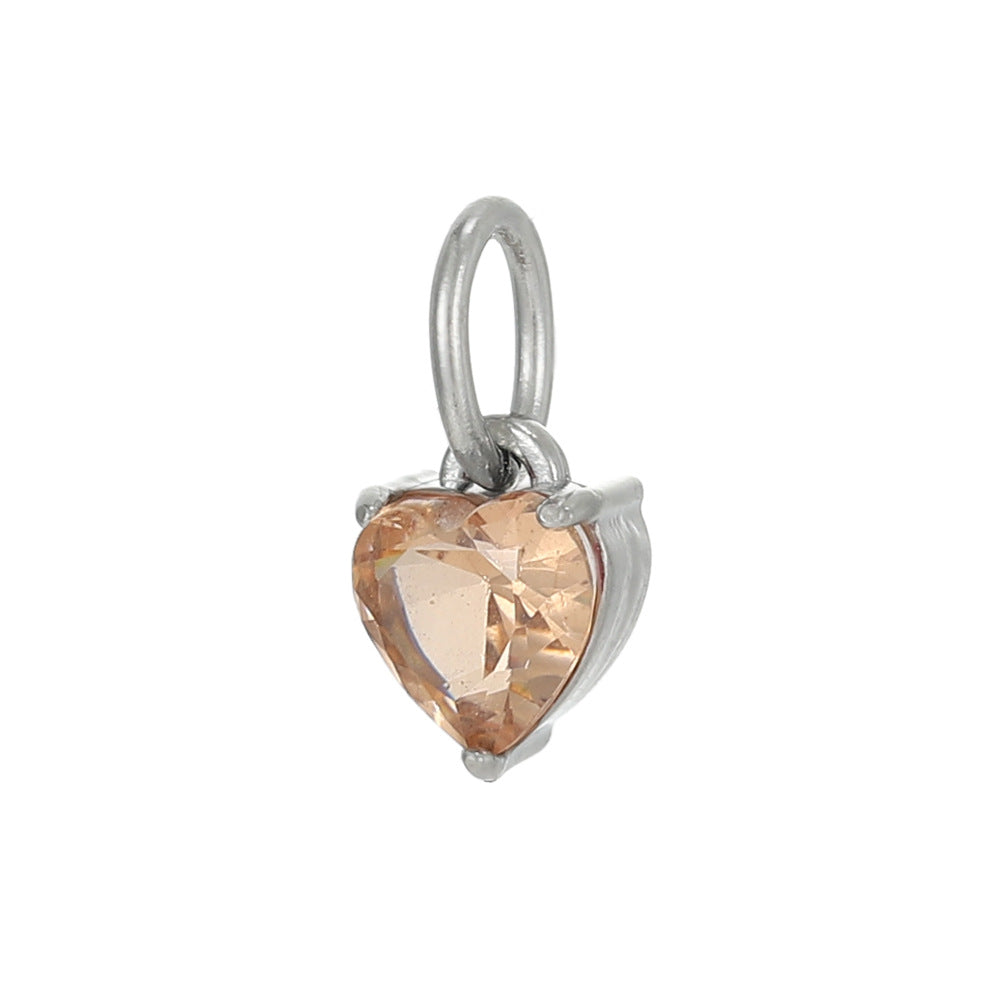 Wholesale stainless steel heart-shaped zircon pendant