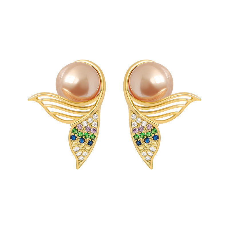 Wholesale mermaid tail jewelry suit clavicle chain earrings