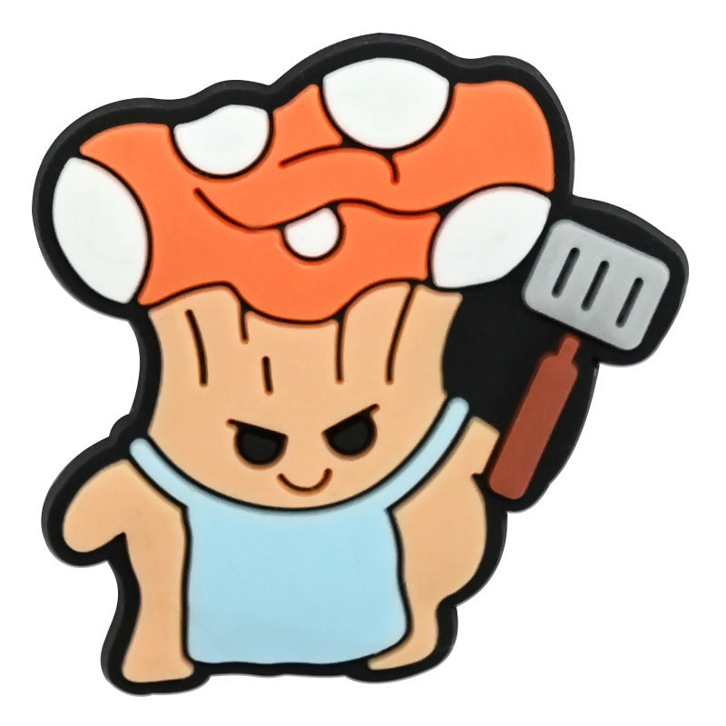 Wholesale   Random 100pcs Creative Cute cartoon mushroom series  PVC Soft Rubber Shoe Buckle Decoration