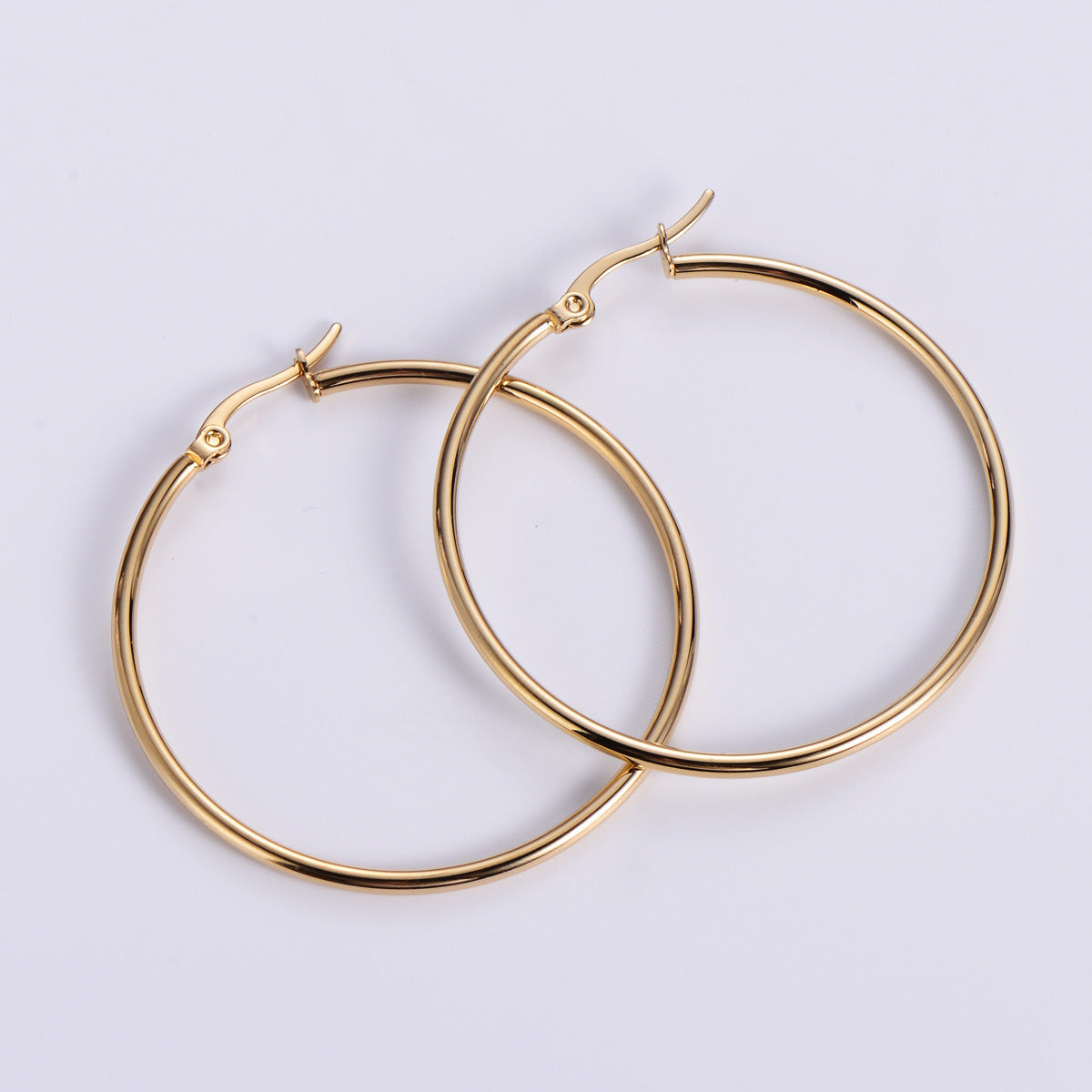 Wholesale  Stainless Steel Round Snap Earrings 18K Golden  Earrings
