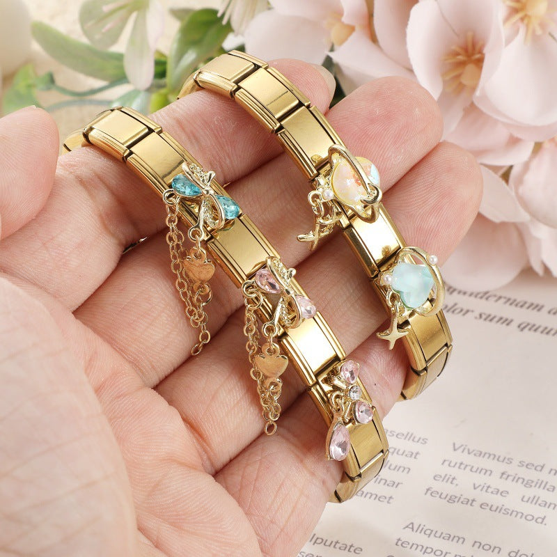 Wholesale Gold Bow Heart Tassel Pendant Set DIY Bracelet Jewelry Accessories Stylish Craft Supplies For Party And Boutique Resale
