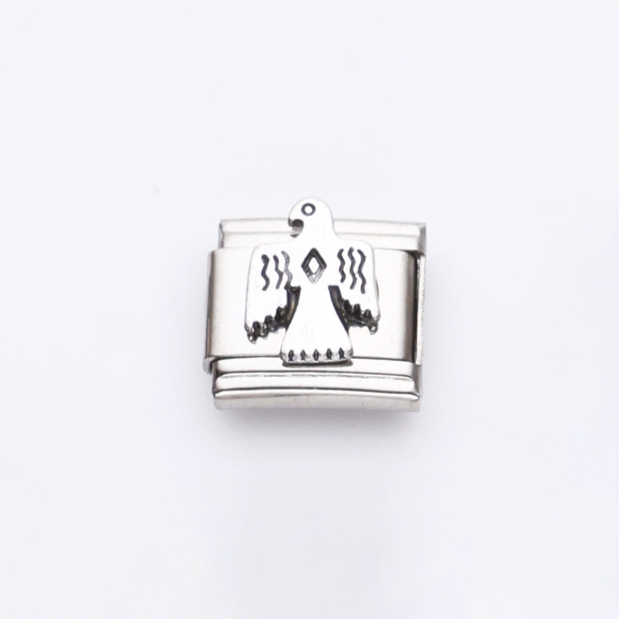 Wholesale 10pcs Italian Charm Bracelet 9mm DIY Splicing Cross Rose Stainless Steel Composable Bracelet